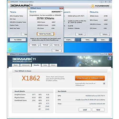 MYBOON Portátil GTX 750 Ti Pci-e 3.0 Tarjeta gráfica discreta 2GB DDR5 128 bit Reproductor Profesional Compatible con HDMI
