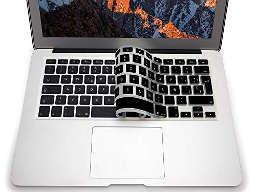 MyGadget Protector Teclado QWERTY [Español] para Apple MacBook Air 13" 2010 - 2017 / Pro Retina 13" & 15" 2012 - 2015 - Funda Silicona - Keyboard Skin Negro