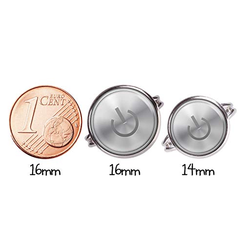 Mylery Anillo con Motivo Encendido Apagado Encendido Apagado Interruptor de botón Plata 16mm