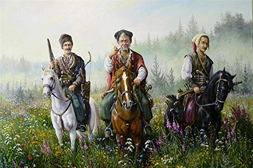N\A Jigsaw Puzzles for Adult Family Cossacks Hunting in The Wild Puzzle Educational Intellectual Decompressing Home Game Toys 1000Piece