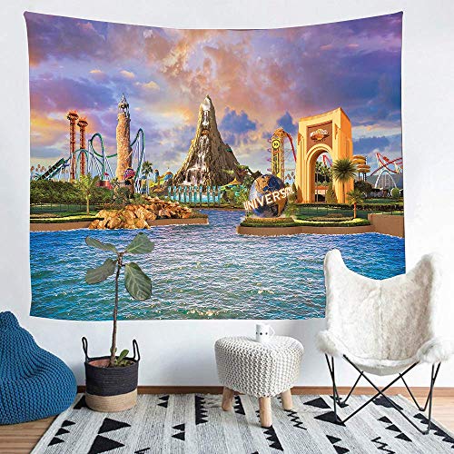 NA Universal Studios Resort Theme Park Tapiz Tapiz Foto Fondo Decoración Colgante de Pared para Fiesta de cumpleaños Habitación Familiar Decoración de Dormitorio SIZY0983