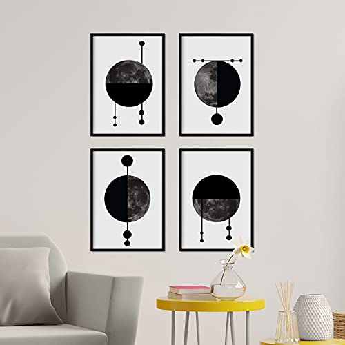 Nacnic Set de 4 láminas para enmarcar Cuatro Lunas Posters Estilo nórdico para la Tamaño A4. Láminas con imágenes de Lunas en Estilo escandinavo…