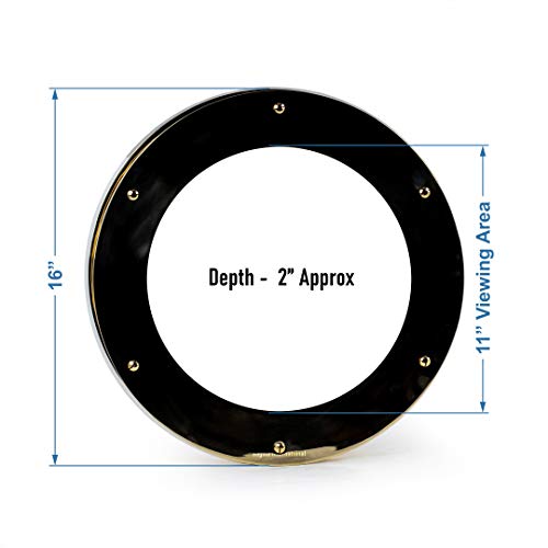 Nagina International 16" Deep Flange Nautical Home Decor Yet Functional Solid Brass Heavy Porthole Window with 8mm Dead-Light Window