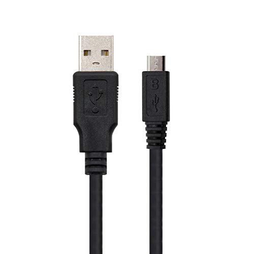 NanoCable 10.01.0501 - Cable USB 2.0 a micro USB, uso principal en moviles y camaras digitales, tipo A/M-Micro B/M, macho-macho, negro, 1.8mts