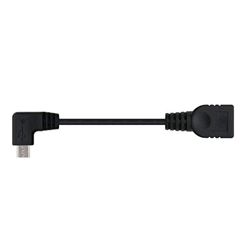 NANOCABLE 10.01.3600 - Cable USB 2.0 OTG acodado (On-The-GO), Tipo Micro B/M-A/H, Macho-Hembra, Negro, 15cm