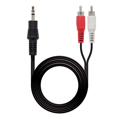 NanoCable 10.24.0300 - Cable audio estereo a 2 RCA, JACK 3.5/M-2xRCA/M, macho-macho, negro, 0.3mts