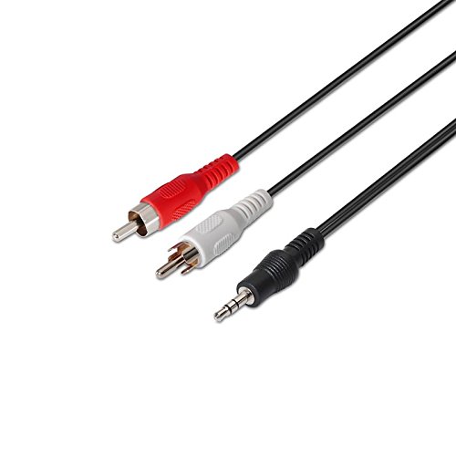 NanoCable 10.24.0300 - Cable audio estereo a 2 RCA, JACK 3.5/M-2xRCA/M, macho-macho, negro, 0.3mts
