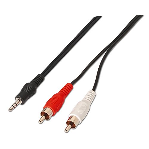 NanoCable 10.24.0300 - Cable audio estereo a 2 RCA, JACK 3.5/M-2xRCA/M, macho-macho, negro, 0.3mts