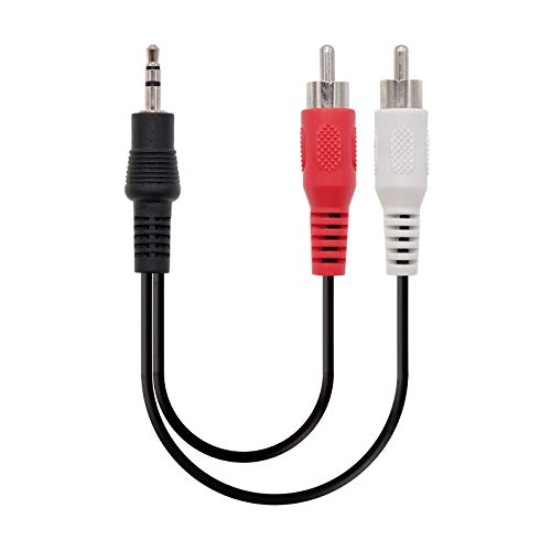 NanoCable 10.24.0303 - Cable audio estereo a 2 RCA, JACK 3.5/M-2xRCA/M, macho-macho, negro, 3mts