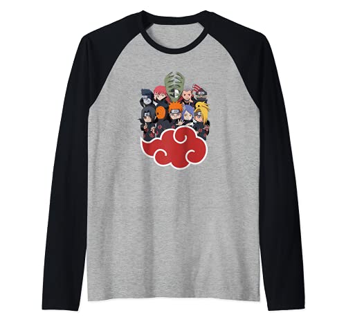 Naruto Shippuden SD del Grupo Akasuki Camiseta Manga Raglan