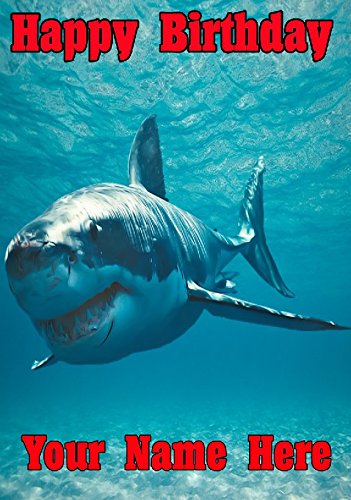 Natación gran tiburón blanco cptmi77 personalizado tarjeta de felicitación publicado por nosotros Regalos para todos los 2016 de Derbyshire Reino Unido