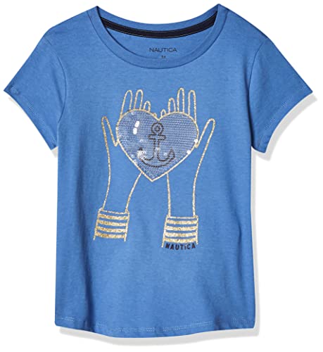 Nautica Camiseta de Manga Corta para niñas, Blue Yonder 58, 6X