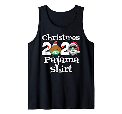Navidad 2020 Pijama con mascarilla de caca Navidad a juego Camiseta sin Mangas