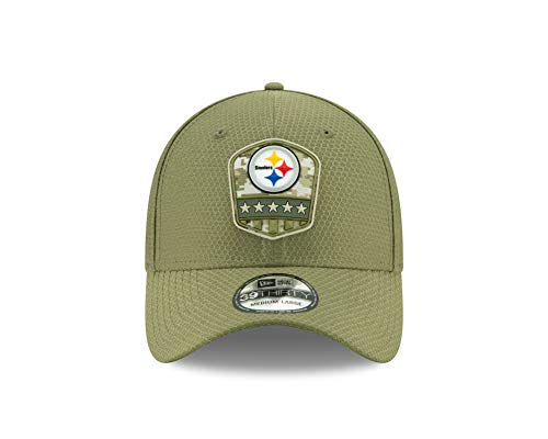 New Era Pittsburgh Steelers 39thirty Stretch Cap On Field 2019 Salute To Service Olive - M - L
