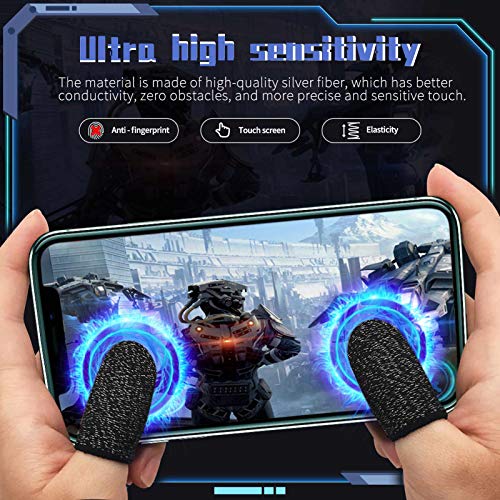 Newchichi 8PCS Mobile Game Controller Finger Sleeve, 0.01 Pulgada Ultrafino Transpirable Resistente al Sudor Fibra de Plata Touch Sensitive Finger Funda para PUBG, Compatible con iPhone/Android