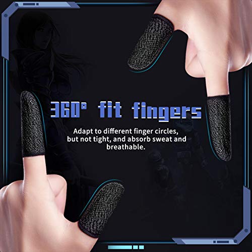 Newchichi 8PCS Mobile Game Controller Finger Sleeve, 0.01 Pulgada Ultrafino Transpirable Resistente al Sudor Fibra de Plata Touch Sensitive Finger Funda para PUBG, Compatible con iPhone/Android