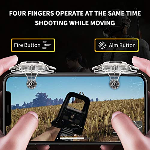 Newseego PUBG Mobile Game Trigger, Sensible Controller de Teléfonos Móviles Aim & Fire Trigger Keys para PUBG/Knives out/Rules of Survival para iOS/Android, Transparente