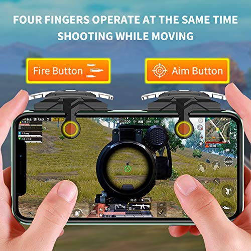Newseego PUBG Moblie Phone Game Trigger,[Respuesta Rápida] Controlador de Juego Móvil para PUBG 1 Par Teléfono Gatillos Sensibles Joysticks Aim & Fire Trigger Keys para PUBG/Knives out L1R1- Negro