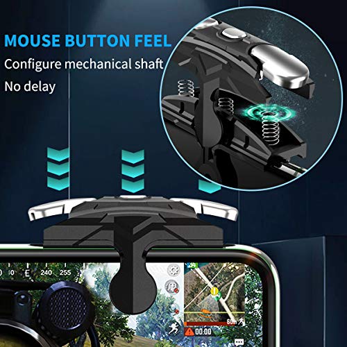 Newseego PUBG Moblie Phone Game Trigger,[Respuesta Rápida] Controlador de Juego Móvil para PUBG 1 Par Teléfono Gatillos Sensibles Joysticks Aim & Fire Trigger Keys para PUBG/Knives out L1R1- Negro
