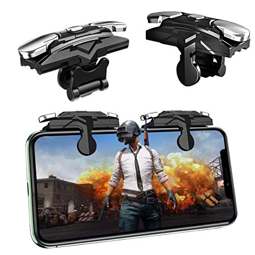 Newseego PUBG Moblie Phone Game Trigger,[Respuesta Rápida] Controlador de Juego Móvil para PUBG 1 Par Teléfono Gatillos Sensibles Joysticks Aim & Fire Trigger Keys para PUBG/Knives out L1R1- Negro