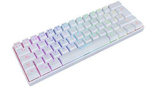 Newskill Pyros Ivory Teclado Mecánico Gaming RGB Ultra Compacto 60% con Software Customizable y 17 Modos de Iuminación- Conexión USB Tipo C/Bluetooth - Color Blanco y Switch Red