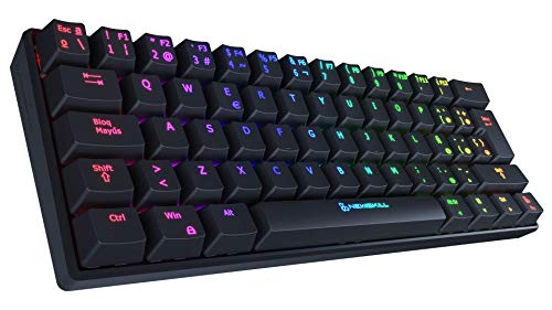 Newskill Pyros Teclado Mecánico Gaming RGB Ultra Compacto 60% con Software Customizable y 17 Modos de Iuminación - Conexión USB Tipo C/Bluetooth - Color Negro y Switch Red