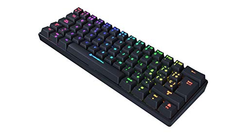 Newskill Pyros Teclado Mecánico Gaming RGB Ultra Compacto 60% con Software Customizable y 17 Modos de Iuminación - Conexión USB Tipo C/Bluetooth - Color Negro y Switch Red