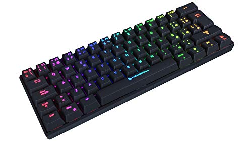 Newskill Pyros Teclado Mecánico Gaming RGB Ultra Compacto 60% con Software Customizable y 17 Modos de Iuminación - Conexión USB Tipo C/Bluetooth - Color Negro y Switch Red