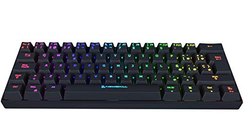 Newskill Pyros Teclado Mecánico Gaming RGB Ultra Compacto 60% con Software Customizable y 17 Modos de Iuminación - Conexión USB Tipo C/Bluetooth - Color Negro y Switch Red