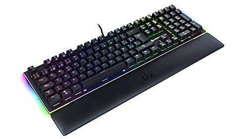 Newskill Serike Switch Brown - Teclado Mecánico Gaming con Reposamuñecas Plegable Incluido (Teclas con grabación macro, 20 modos de iluminación RGB) - Color Negro