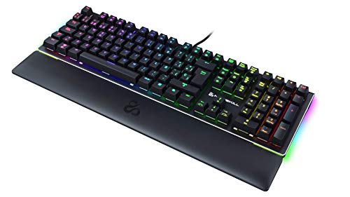 Newskill Serike Switch Brown - Teclado Mecánico Gaming con Reposamuñecas Plegable Incluido (Teclas con grabación macro, 20 modos de iluminación RGB) - Color Negro