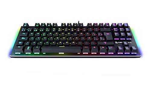 Newskill Serike TKL Switch Blue - Teclado Mecánico Gaming TenKeyLess (Teclas con grabación macro, 20 modos de iluminación RGB, Sin Pad Numérico) - Color Negro