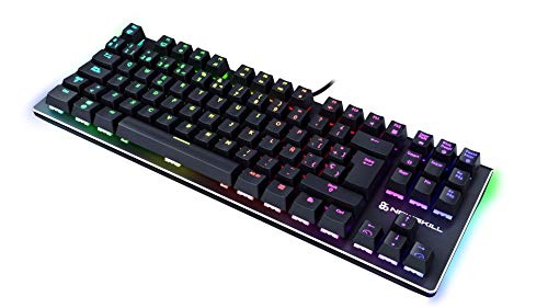 Newskill Serike TKL Switch Blue - Teclado Mecánico Gaming TenKeyLess (Teclas con grabación macro, 20 modos de iluminación RGB, Sin Pad Numérico) - Color Negro