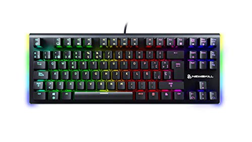 Newskill Serike TKL Switch Blue - Teclado Mecánico Gaming TenKeyLess (Teclas con grabación macro, 20 modos de iluminación RGB, Sin Pad Numérico) - Color Negro