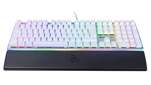 Newskill Suiko Ivory Switch Brown - Teclado Mecánico Gaming con Reposamuñecas Incluido (Teclas con grabación macro, 11 modos de iluminación RGB), Blanco