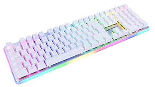 Newskill Suiko Ivory Switch Brown - Teclado Mecánico Gaming con Reposamuñecas Incluido (Teclas con grabación macro, 11 modos de iluminación RGB), Blanco