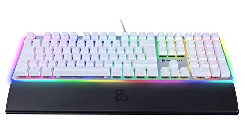 Newskill Suiko Ivory Switch Red - Teclado Mecánico Gaming con Reposamuñecas Incluido (Teclas con grabación macro, 11 modos de iluminación RGB), Blanco