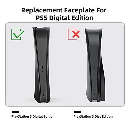 NexiGo PS5 Accessories - Placa frontal para PlayStation 5 Digital Edition, ABS antiarañazos a prueba de polvo, cubierta protectora protectora de repuesto para PS5 Digital Edition (negro)