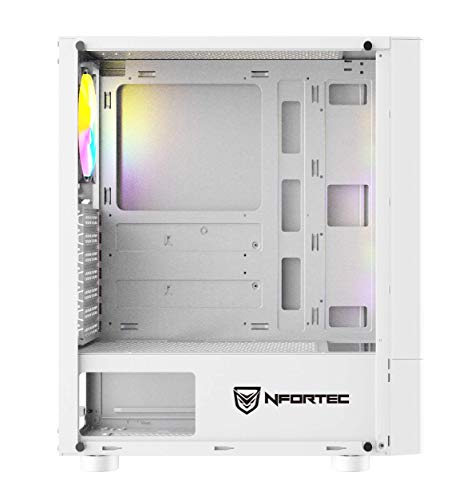 Nfortec Caelum Torre Gaming RGB con Frontal Mallado, Cristal Templado y más de 15 Modos de Iluminación - Color Blanco