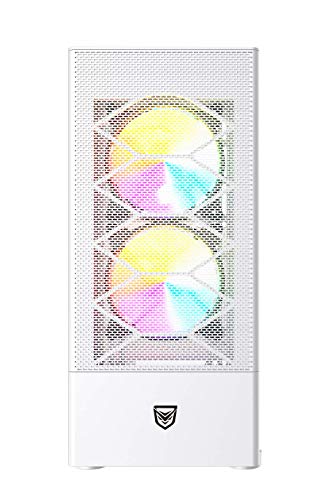 Nfortec Caelum Torre Gaming RGB con Frontal Mallado, Cristal Templado y más de 15 Modos de Iluminación - Color Blanco