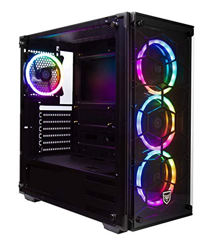 Nfortec Draco V2 Torre Gaming Negra RGB Diseño Full View (Cristal Templado) con 4 Ventiladores RGB y Controlador Inalámbrico