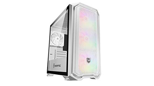 Nfortec Krater Mini Torre Gaming con Iluminación RGB Micro-ATX con Frontal Mallado con 4 Ventiladores Incluidos - Color Blanco