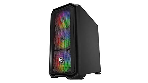 Nfortec Krater Mini Torre Gaming con Iluminación RGB Micro-ATX con Frontal Mallado con 4 Ventiladores Incluidos - Color Negro