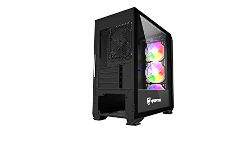 Nfortec Krater Mini Torre Gaming con Iluminación RGB Micro-ATX con Frontal Mallado con 4 Ventiladores Incluidos - Color Negro