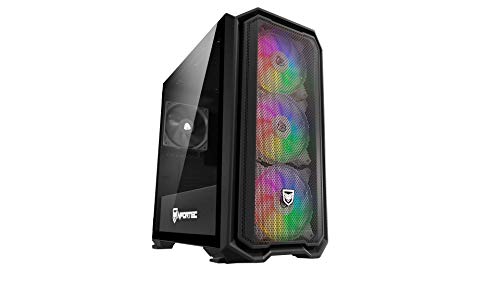 Nfortec Krater Mini Torre Gaming con Iluminación RGB Micro-ATX con Frontal Mallado con 4 Ventiladores Incluidos - Color Negro