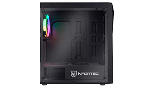 Nfortec Lynx - Torre Gaming Compatible con placas ATX, Mini-ATX e ITX y Ventilador RGB Incluido en la Parte Trasera, Negra RGB (cristal templado)