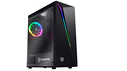 Nfortec Lynx - Torre Gaming Compatible con placas ATX, Mini-ATX e ITX y Ventilador RGB Incluido en la Parte Trasera, Negra RGB (cristal templado)