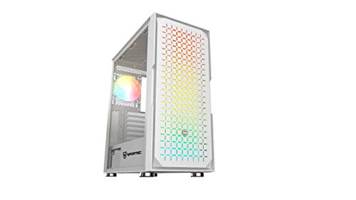 Nfortec Surtur - Torre Gaming ATX RGB con Frontal Mallado, Cristal Templado y 4 Ventiladores Incluidos - Color Blanco