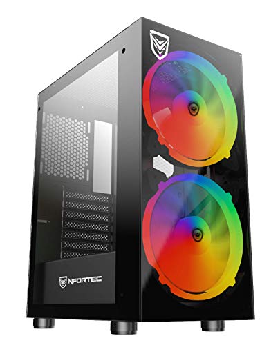 Nfortec Sygnus Torre Gamer ARGB con Cristal Templado Frontal con Conector estándar de 3 Pin 5v y diseño de Doble Ventilador Frontal de 200mm - Color Negro