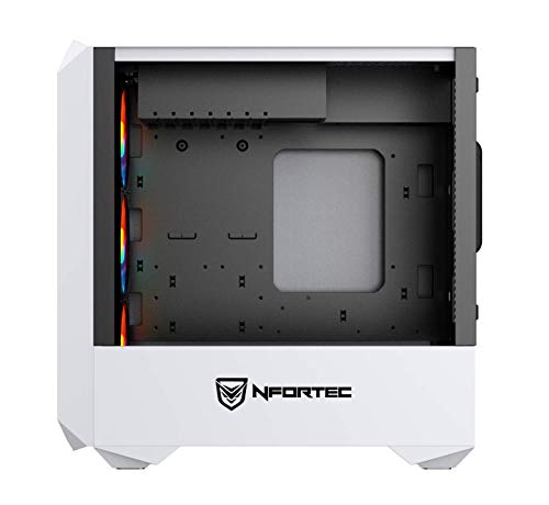Nfortec Synistra Torre Gaming ATX 3.0 RGB con Frontal Mallado, más de 20 Modos de iluminación e Instalación en Formato Vertical - Color Blanco